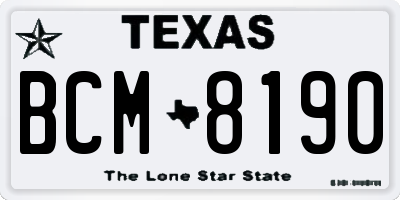 TX license plate BCM8190