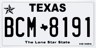 TX license plate BCM8191