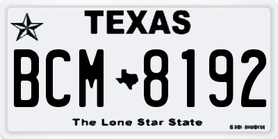 TX license plate BCM8192