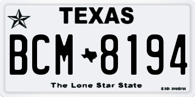 TX license plate BCM8194