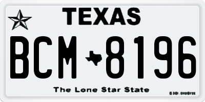 TX license plate BCM8196