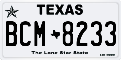 TX license plate BCM8233