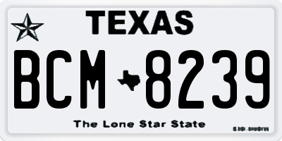 TX license plate BCM8239