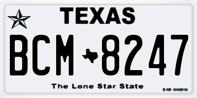 TX license plate BCM8247