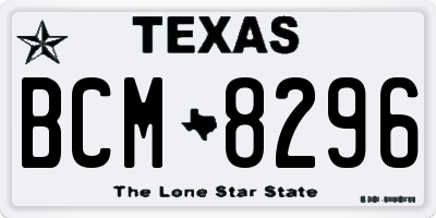 TX license plate BCM8296