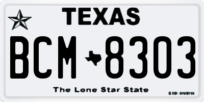 TX license plate BCM8303