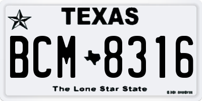 TX license plate BCM8316