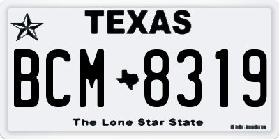 TX license plate BCM8319