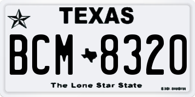 TX license plate BCM8320