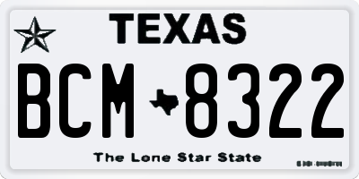 TX license plate BCM8322