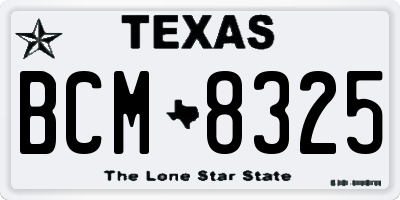 TX license plate BCM8325