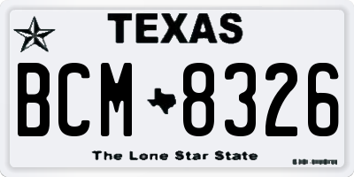 TX license plate BCM8326