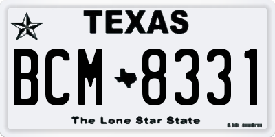 TX license plate BCM8331