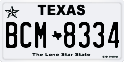 TX license plate BCM8334