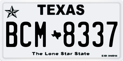 TX license plate BCM8337