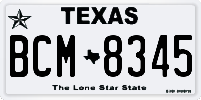 TX license plate BCM8345