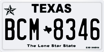 TX license plate BCM8346
