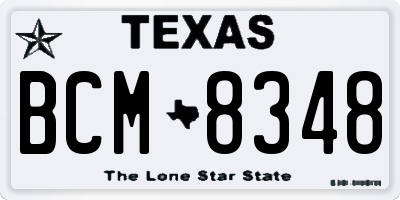 TX license plate BCM8348