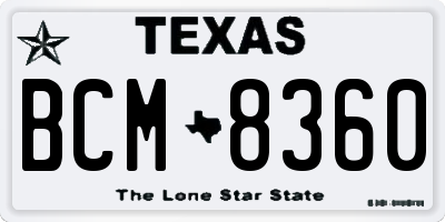 TX license plate BCM8360