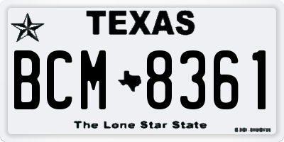 TX license plate BCM8361