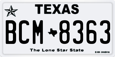 TX license plate BCM8363