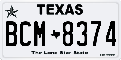 TX license plate BCM8374