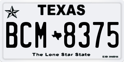 TX license plate BCM8375