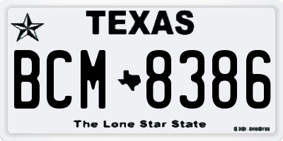 TX license plate BCM8386