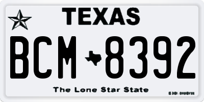 TX license plate BCM8392