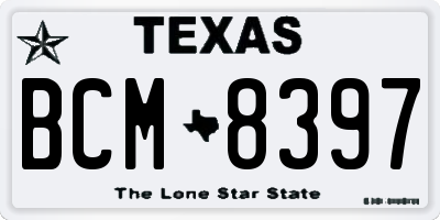 TX license plate BCM8397
