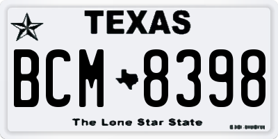TX license plate BCM8398