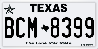 TX license plate BCM8399