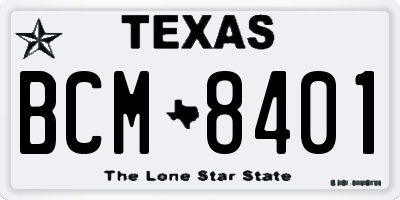 TX license plate BCM8401