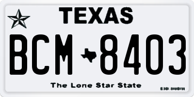 TX license plate BCM8403
