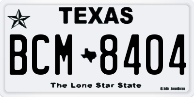 TX license plate BCM8404