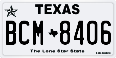 TX license plate BCM8406