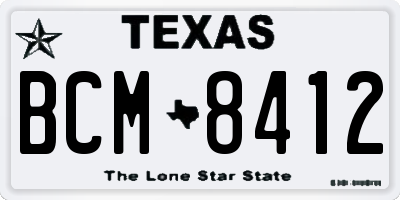 TX license plate BCM8412