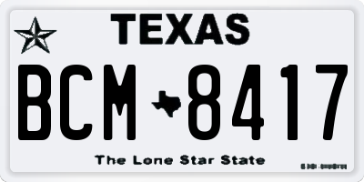 TX license plate BCM8417