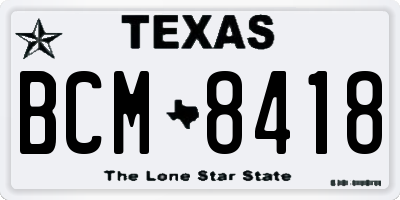 TX license plate BCM8418