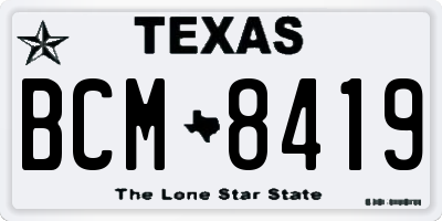 TX license plate BCM8419