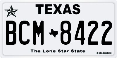 TX license plate BCM8422