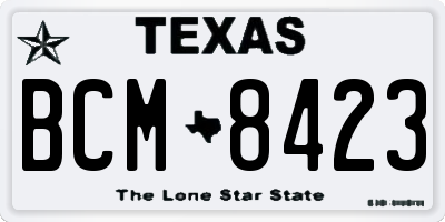 TX license plate BCM8423