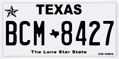 TX license plate BCM8427