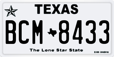 TX license plate BCM8433