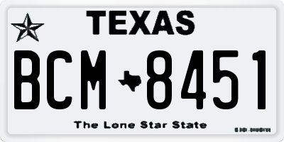 TX license plate BCM8451