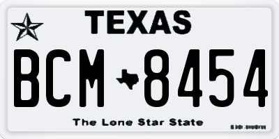 TX license plate BCM8454