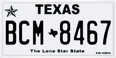 TX license plate BCM8467