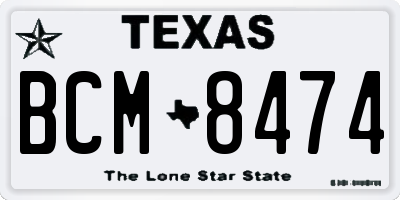 TX license plate BCM8474