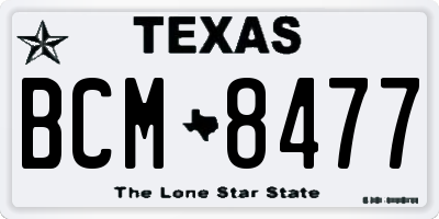 TX license plate BCM8477