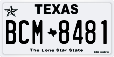 TX license plate BCM8481